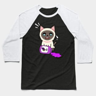 Funny Siamese cat spilled grape jam Baseball T-Shirt